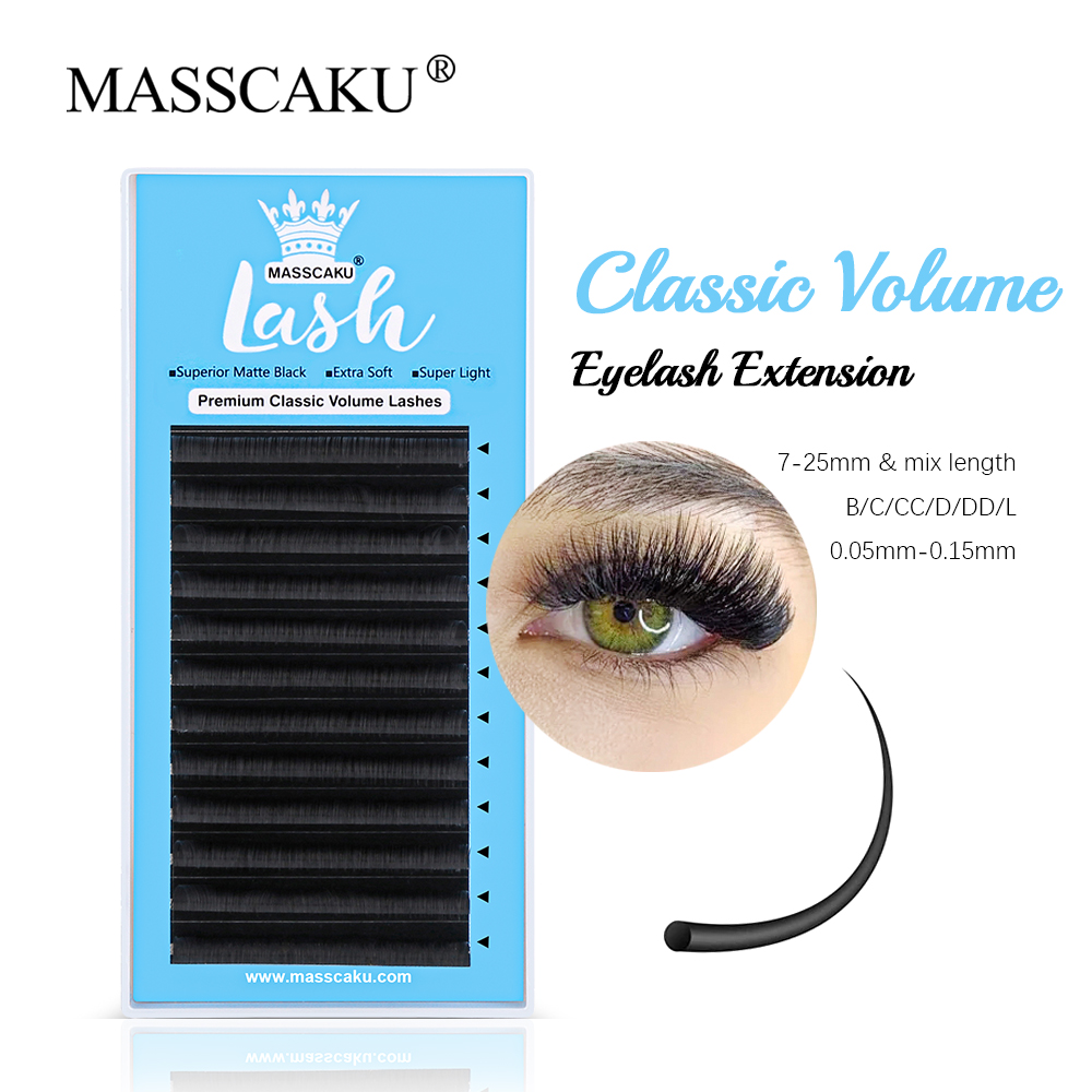 Eyelash Extension Russian - Masscaku 0.05/0.07/0.10/0.15มม. แบบคลาสสิกตัวต่อขนตาปกติแต่ละชิ้นแบบรัสเซียมีขนนุ่มผลิตภัณฑ์แต่งหน้า