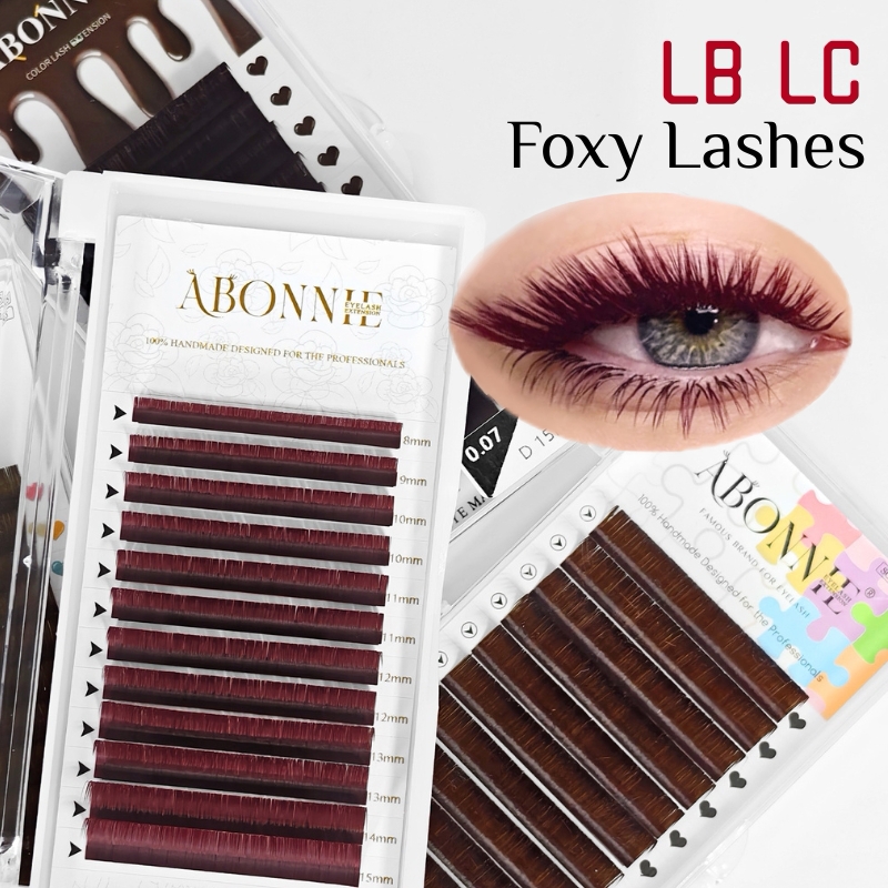Eyelash Extension Russian - ขนตาปลอม LB LC Burgundy Lashes สีแดงไวน์