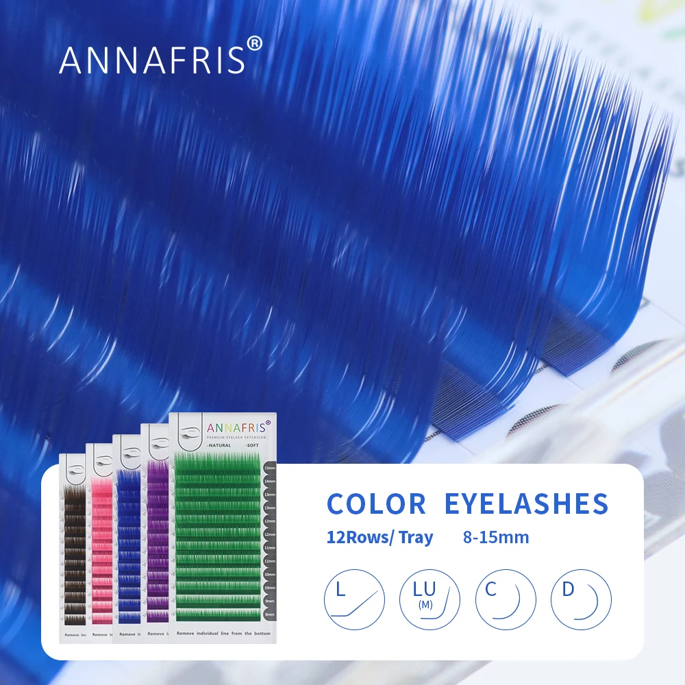 Eyelash Extension Russian - ANNAFRIS แต่ละสีต่อขนตา C D Curl รัสเซีย8-15มม.ความยาวผสมธรรมชาติ